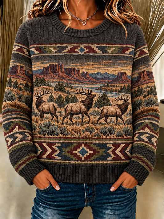 Women's Cozy Knit Western Sweater