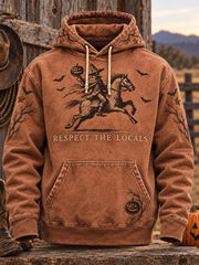 Men's Western Halloween Art Horses Cows Printed Hoodie