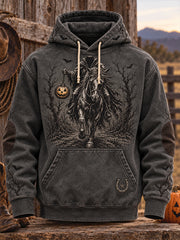 Men's Western Halloween Art Horses Cows Printed Hoodie
