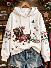 Women's Christmas Dog Pattern Casual  Hoodie
