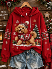 Women's Christmas Dog Pattern Casual  Hoodie