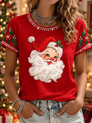 Women's Christmas Printed V-neck T-shirt