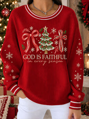 Women's "God Is Faithful In Every Season" Jesus Christmas Sweatshirt