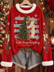 Women's "Faith Changes Everything" Christmas Crew Neck Sweater