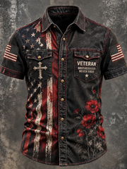 Men's Retro Veterans Day Art Print Shirt