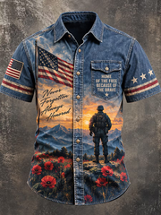 Men's Retro Veterans Day Art Print Short Sleeve Shirt