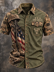 Men's Retro Veterans Day Art Print Short Sleeve Shirt