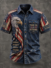Men's Retro Veterans Day Art Print Short Sleeve Shirt