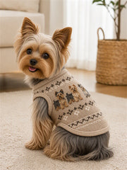 Vintage Yorkie Dogs Isle Pattern Print Pet Sleeveless Vest