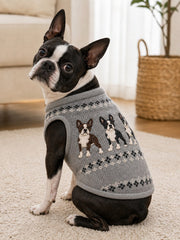 Vintage Boston Terrier Dogs Isle Pattern Print Pet Sleeveless Vest