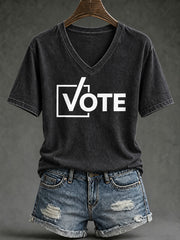 Women's VOTE pattern printed causal short-sleeved T-shirt