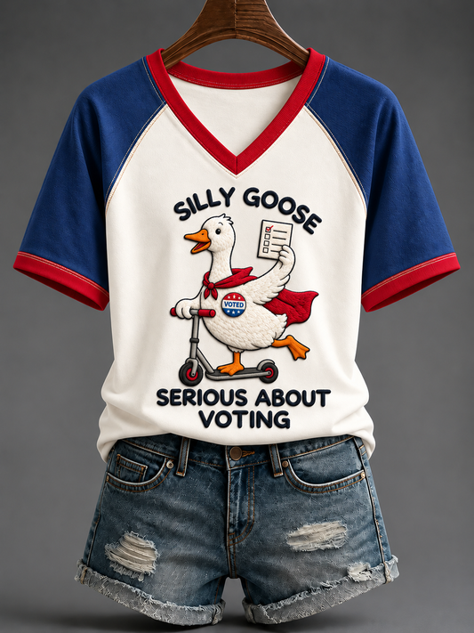Women's VOTE V-neck Off-shoulder Short-sleeved T-shirt