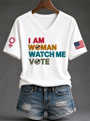 Women's "I Am Woman Watch Me Vote" Graphic Casual T-Shirt