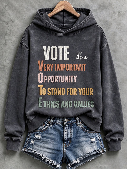 Women's VOTE Print Casual Hoodie