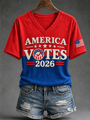 Women's Vote Print V-Neck Tee