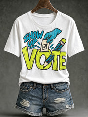 Women's VOTE pattern printed causal short-sleeved T-shirt