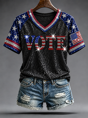 Women's Vote V-neck off-shoulder short-sleeved T-shirt