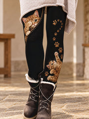 Women's Fall/Winer Cute Animals Paws Art Printed Leggings