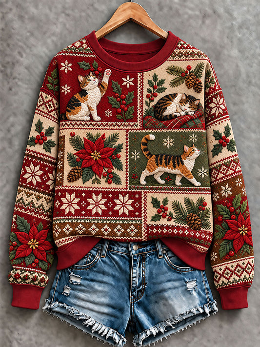 Women's Funny Cat Art Regular Sweatshirt