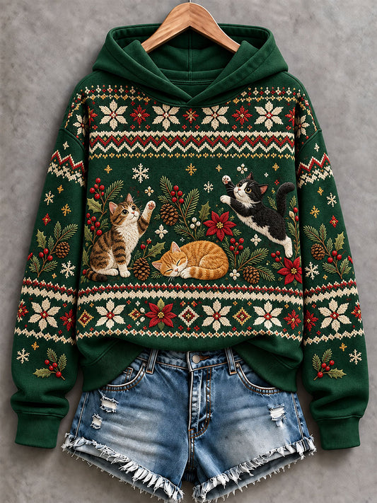 Women's Funny Cat Art Regular Sweatshirt