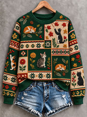 Women's Funny Cat Art Regular Sweatshirt