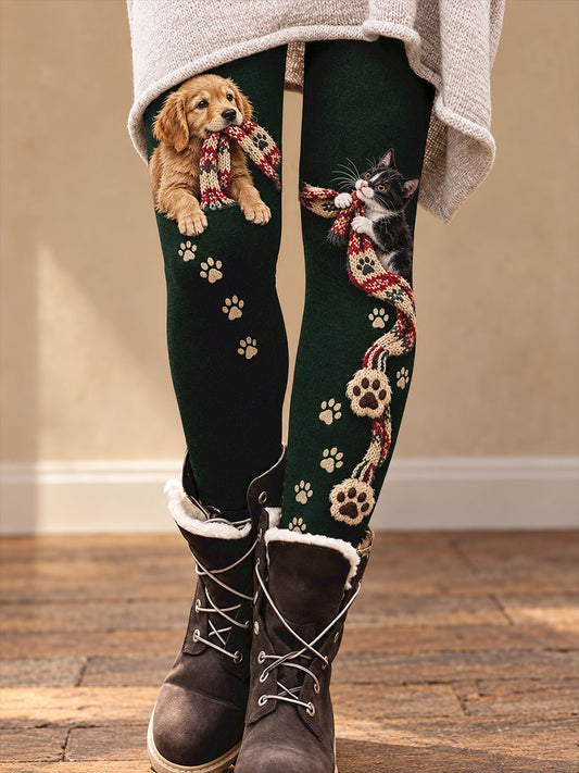 Women's Fall/Winer Cute Animals Paws Art Printed Leggings