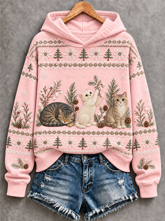 Women's Funny Cat Art Regular Sweatshirt