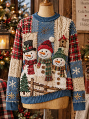 Women's Christmas Snowman Print Sweater