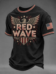 Men's Red Wave Printed T-shirt