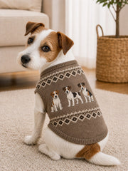 Vintage Jack Russell Terrier Dogs Isle Pattern Print Pet Sleeveless Vest