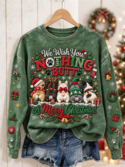 Women's We Wish You Nothing Butt A Merry Christmas French Bulldogs Print Sweatshirt