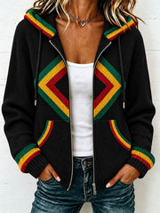 Women's Reggae Inspired Knit Hooded Cardigan