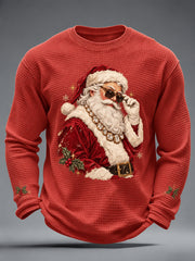 Men's Christmas Santa Claus Art  Waffle Long Sleeve T-Shirt