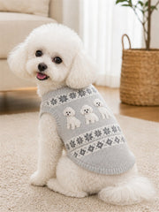 Vintage Poodle Dogs Isle Pattern Print Pet Sleeveless Vest