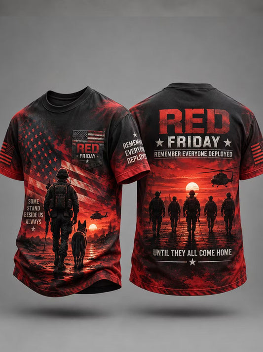 Men's Red Friday Printed Casual T-Shirt