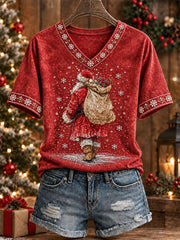 Women's Christmas Santa Print T-shirt