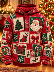 Men's Christmas Patchwork Art Oversized  Hoodie