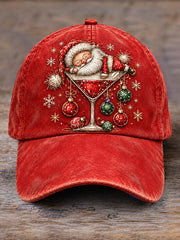 Unisex Christmas Santa Claus Wine Glass Print Hat