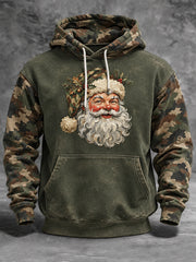 Men's Christmas Camouflage Santa Claus Print Casual Hoodie