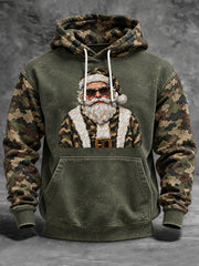 Men's Christmas Camouflage Santa Claus Print Casual Hoodie