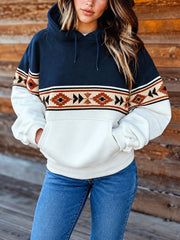 Women's Retro Western Printed Hoodie
