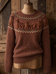 Women's Vintage Irish Setter Dogs Yoke Isle Print crew neck sweater