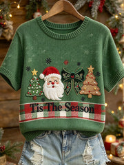 Women's Tis The Season Slogan Pattern Causal Short Sleeve Sweater