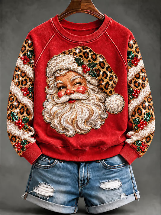 Women's Christmas Santa Claus Art Print Sweatshirt
