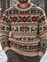 Men's Vintage Christmas Isle Pattern Print Crew Neck Sweatshirt