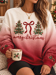 Women's Merry Christmas Tree Art Printed Sweatshirt