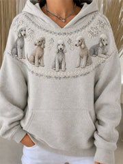 Women's Vintage Bedlington Terrier Dogs Yoke Isle Pattern Print Cozy Hoodie
