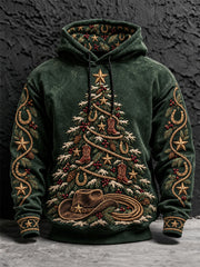 Men's Western Christmas Tree Print Hoodies