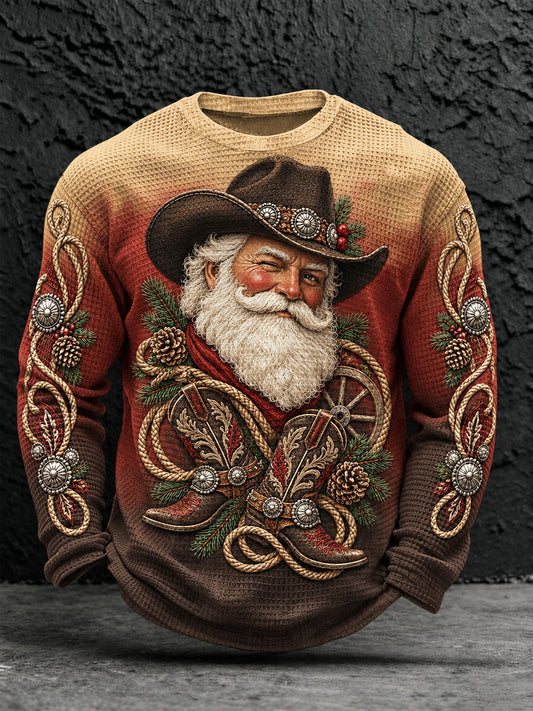 Men's Western Santa Waffle T-Shirts