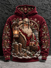 Men's Western Santa Print Hoodies